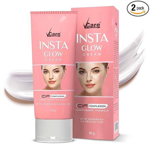 VCare Insta Glow Cream with Enhanced UV Protection for Brighter Skin, 50 g,