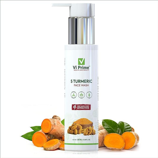 Vi Prime 5 Turmeric Face Wash for Oily Skin,Fights Acne & Controls Excess Oil |Haldi Acne Clear Face Wash for Men and Women,Manjal Skin Brightening-100ml