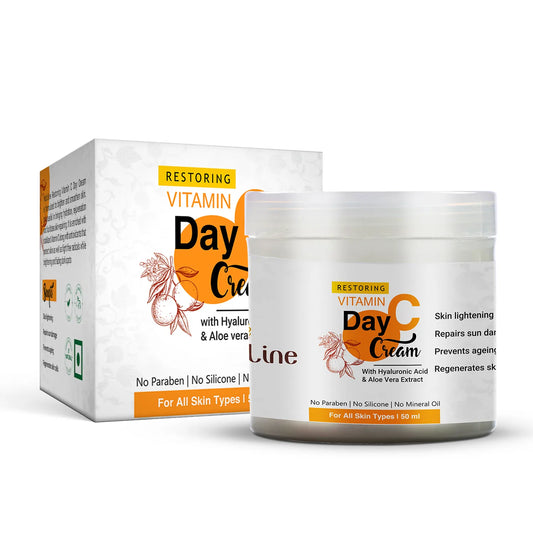 Vedicline Vitamin C Day Cream, Stops Signs Of Aging, Repair Dull & Damaged Skin With Citrus Lemon Extract, Aloe Vera, Sweet Almond Oil, For Bright Skin, 50ml